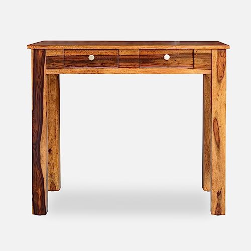 Image of Sheesham Wood 1 Drawer Study Table for Home Writing Office Desk Computer Table for Home and Office (Honey Finish) (Oak)