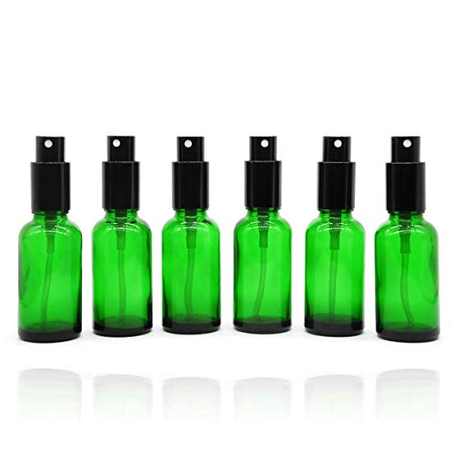 Yizhao Verde Pulverizador Cristal 30ml, Glass Spray Bottles con [Atomizador],para Aceites Esenciales, Mezclas de Aromaterapia, Perfumes, Masajes, Líquidos Químicos, Farmacéutico 6Pcs