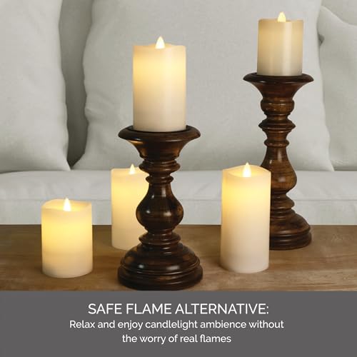Image of Mikasa Real Wax Wavy Top Dancing Flameless Candles, Exquisite White Battery Candles for Wedding, Christmas Decorations, and Everyday, Set of 5, (2) 3x4, (2) 3x5, 3x6 Inch