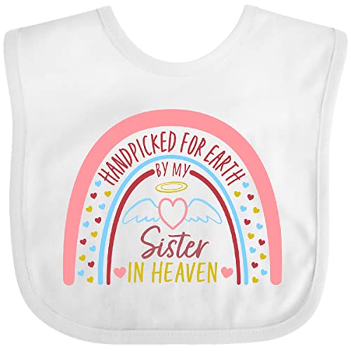 inktastic Handpicked for Earth By My Sister in Heaven- Rainbow Baby Bib