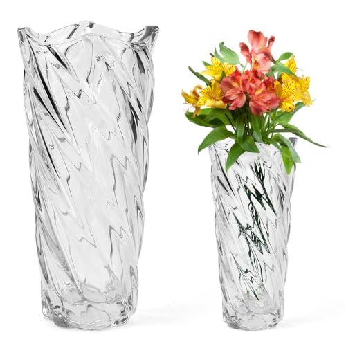 ADERTOS Vase en Verre Transparent Vase Moderne en Verre Vase de Fleurs Transparent Décoration Vase de Table Moderne Bouteille de Vase à Fleurs en Verre pour Arrangement Floral, Mariage