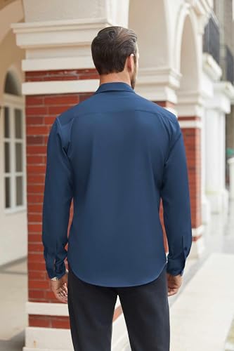 Image of COOFANDY Mens Stretch Dress Shirts Long Sleeve Button Down Shirt Regular Fit Formal Business Shirts