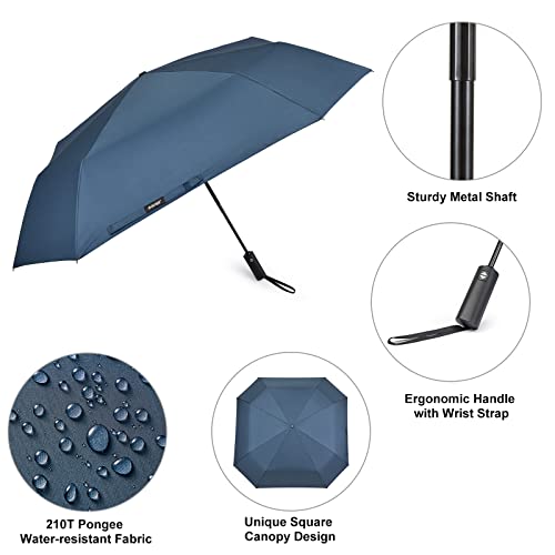 G4Free 54 Inch Large Golf Umbrella, Automatic Square 3 Folding Windproof Umbrella Compact Travel Rain Umbrellas（Navy Blue） #TOP5