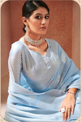 Image of SWORNOF Women's Pure Silk Saree With Blouse Piece