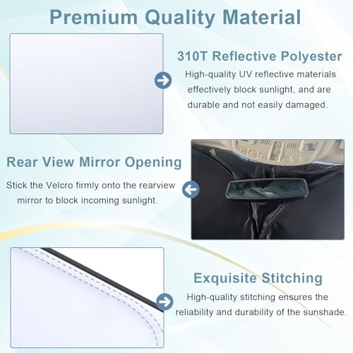 Image of PIMCAR Windshield Sunshade for Ford F-150 2015-2020 | Premium 310T Reflective Polyester UV & Heat Blocker | Reduces Interior Temperature, Foldable with Storage Pouch