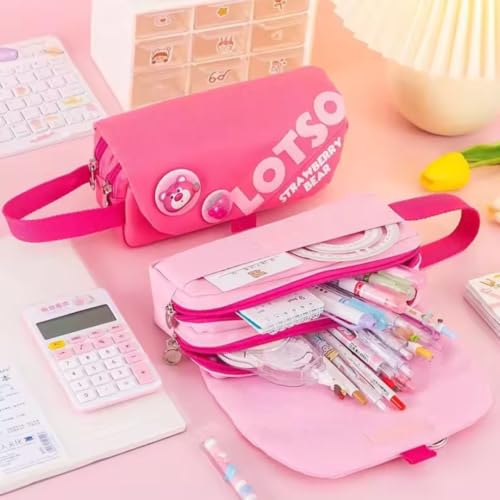 Image of Storio Pencil Box Pouch for School Kids Girls & Boys Aesthetic | Cute Stationary Compass Box Case Organiser | Travel Pouch Organiser
