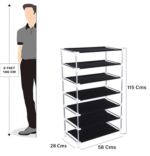 Image of FLIPZON Collapsible Fabric Wardrobe Organizer for Clothes (Iron and Non Woven Fabric) (Bird & Floral Printed Design, 6 Shelve)