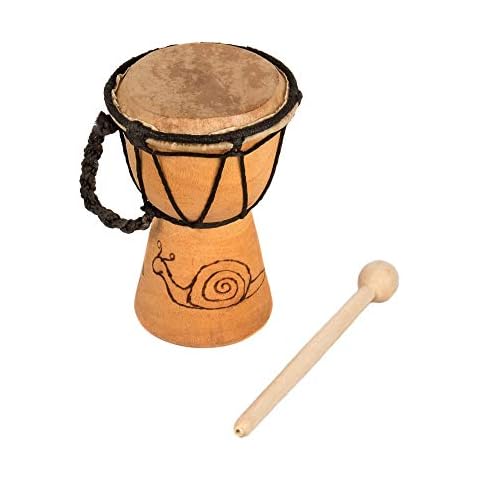 15cm Childrens' African Djembe Drum made with Hand Carved Mahogany - 3" diameter, includes free drum stick Cover