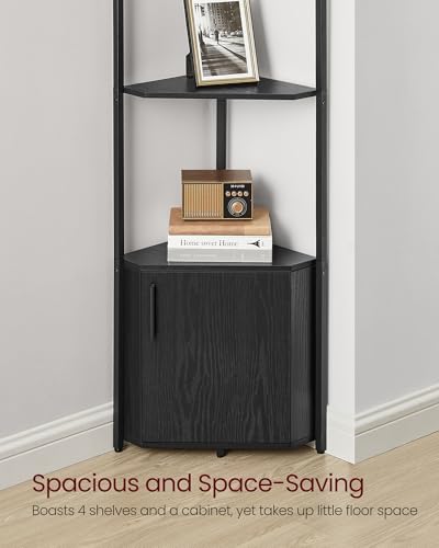 Image of VASAGLE Corner Shelf with Storage, 5-Tier Corner Storage Cabinet | Corner shelf storage cabinet, Ebony Black and Ink Black, for Living Room, Bedroom, Kitchen, Bathroom, ULBC580B01
