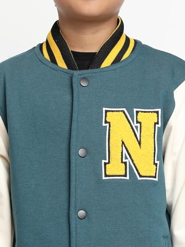 Image of Li'l Tomatoes Boys Winter Fleece Varsity Jacket | Warm Snap Button Baseball Style Sweatshirt | Casual Wear | 9-16 Years