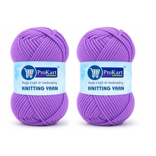 Image of ProKart Premium Woolen 4 Ply Hand Knitting Wool Yarn | Fine Weight Soft Yarn for Sweater, Scarf, Hat, Baby Clothes, Purse, Gift Bags & DIY Craft Accessories (Purple Jam, 100gms x 2 Pack) - PRO55
