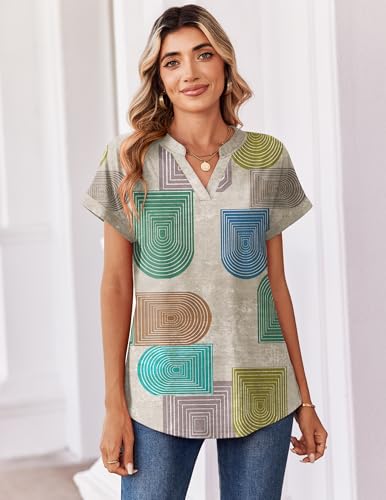 Image of Zeagoo Womens Tops Short Sleeve Summer V Neck Shirts Work Blouses Business Outfits Fashion Clothing