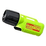 UK 2AA LED Helmlampe Feuerwehr Sonderedition neongelb mit 3D Emblem ATEX zertifiziert mit Frontschalter - Helmleuchte, UK2AA, Taschenlampe, Handlampe
