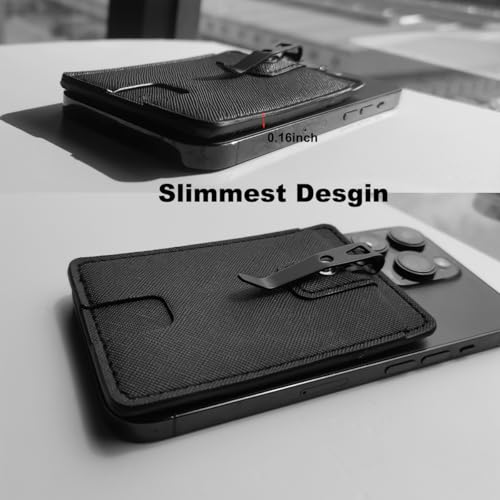 Slim Elastic Vertical Credit Card Holder,Front Pocket Wallet Elastic Card Case Wallets with Clip for Men/Women (Black)3