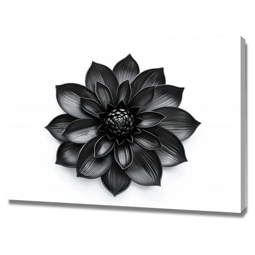 Art floral noir et blanc pour decoration murale de salon moderne