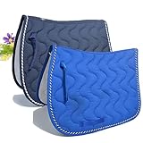LNNLOO Sattelunterlage Für Pferde (30 X 30 cm), Verdickte/wabenförmige Netz-Baumwolle, Wärmeableitung/Stoßdämpfung, Für Langes Reiten Geeignet, Für Alle Arten Von Sätteln,Navy Blue