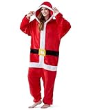 corimori Erwachsene Damen Herren Karneval Weihnachtsmann-Kostüm Onesie Jumpsuit Overall 05 Santa Claus,XL