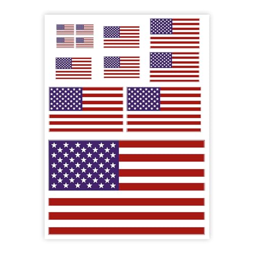 American Flag Stickers and Decals in 5 Sizes,10.1x7.3 Car Sticker American Flag Decal with 12...