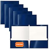 2 Pocket Glossy Laminated Navy Blue Paper Folders, Box of 25, Letter Size, Dark Blue Paper Portfolios by Better Office Products, 25 Pack