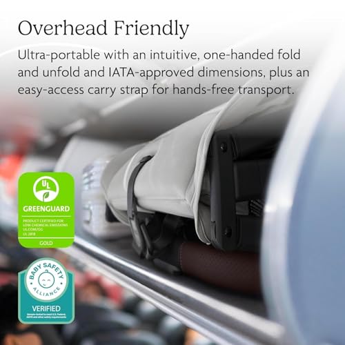 Image of UPPAbaby Minu V3 Travel Stroller - Lightweight + Compact Design - One-Hand Fold + Unfold - from Birth + Overhead Compatible - James (Black /Carbon Frame /Black Leather)