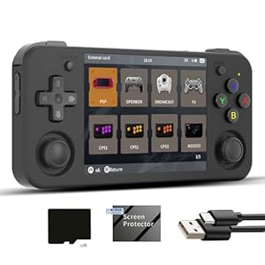 rg35xx H Retro Game Emulator 35xxH with a 64G Card Pre-Loaded Games rg35xxh 3.5” IPS Screen Supports 5G WiFi Bluetooth HDMI and TV Output (RG35XXH-BLACK-08 New)