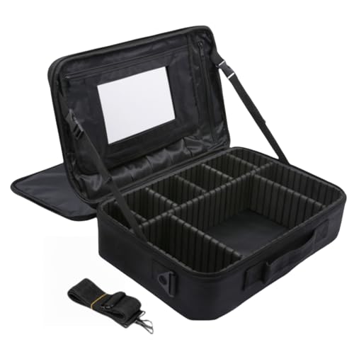 メイクボックス 化粧ポーチ ツールキット コスメポーチ プロ用 収納ケース 釣りボックス 分類管理大容量 ポータブル収納バッグ 防水性、防汚性、押し出し耐性 軽量工具箱 メイクアップアーティスト、マニキュアリスト、タトゥーアーティストに適しています [並行