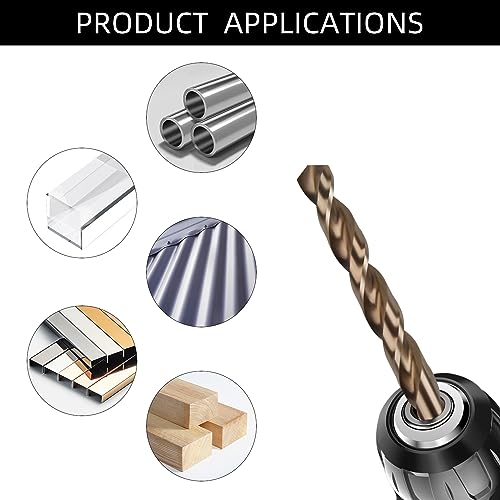 Noeaike 15-JOBBERDRILL-S Cobalt Drill Bit Set,Noeaike 15-Pack M35 Hss Metal Drill Bits,Twist Jobber Length Cobalt Drill Bits Size 1/16 Inch-3/8 Inch For Hardened Steel,Stainless Steel,Cast Iron,Aluminum Alloy,Wood thumb #1