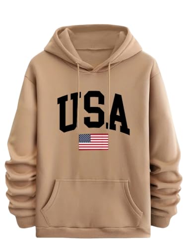 Image of TagasMen's Hoodie with USA Print Fleece, Kangaroo Pocket and Drawstring Detail || Sweatshirt for Mens || Men Hoodies || hoodis||(MH-8015)