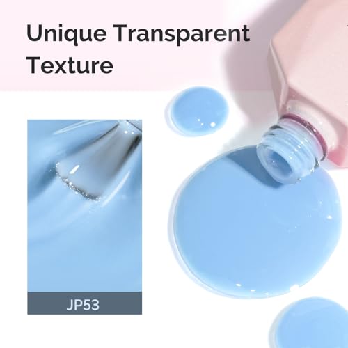 Image of MelodySusie Blue Gel Nail Polish, 0.5Fl.oz Jeweliver Jelly Gel Polish Translucent Plastel Haze Blue Neutral Color Soak Off UV LED Gel Polish Nail Art Design Manicure Salon DIY At Home JP53
