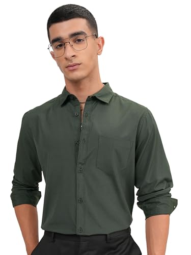 Image of Highlander Men's Slim Fit Shirts | Solid | Long Sleeves | Spread Collar | Formal Shirts | Men Shirts