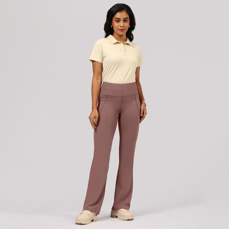 Image of Blissclub Ultimate Flare Pants for Women Above 5'5 ft Tall | Ribbed Waistband, 4 Pockets | High Waist Trousers and Formal Pants for Office wear