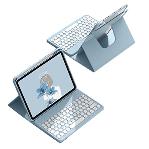 360度回転式 iPad Air5 2022 Air4 2020 キーボードケース マグネット式 横置き 縦置き iPad Pro11第4 3 2 1世代 取り外し可能な 透明 クリア 背面カバー ワイヤレスBluetoothキーボード 丸型キー Appl