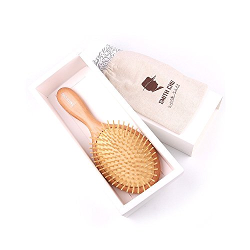 Huluwa Hair Brush Massage Brush Comb Natural Wood Beech Handle Anti Static Wooden Bristles Hairbrush, Super Big, Straight Tooth