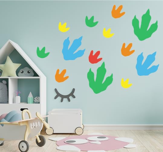 60 adhesivos vinilo huellas dinosaurio para pared niños miniatura 4