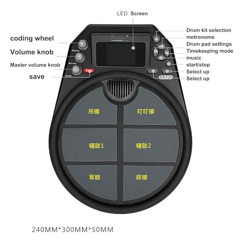 Kit de batterie électronique portable avec écran LED et mode de synchronisation à 15 sons