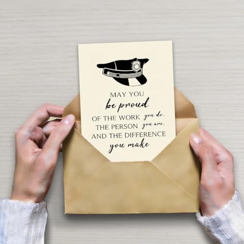Bestmelo Police Officer Card, Law Enforcement Appreciation Gift, Encouragement Card for Police Officer, Blank Inside, with Kraft Envelope and Gold Seal Sticker