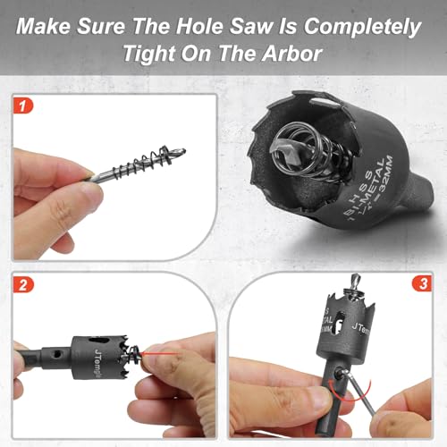 Image of 1-1 /4 Inch Hole Saw with 9.1mm Triangle Shank Arbor, JTemgle Bi-Metal Hole Saw Heavy Duty Hole Cutting Tool for Cornhole Boards, Recessed Lights, Wood, Plastic, Drywall & Soft Metal