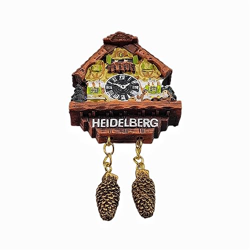 Imán decorativo de reloj de cuco Heidelberg Alemania miniatura 3