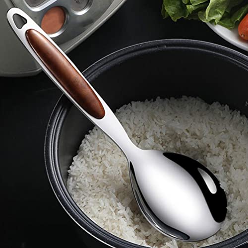 Hemoton Rice Paddle Spoon 2Pcs Rice Paddle Rice Spoon Stainless Steel Rice Serving Spoon Rice Scooper Non- Stick Rice Spatula Rice Server Spoon #TOP1