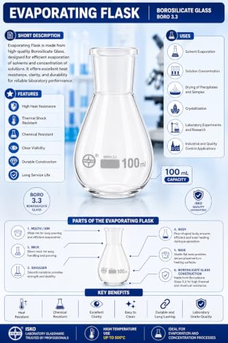 Image of ISKO 24 /29 Joint Recovery Flask Heavy Wall Single Neck Round Bottom Evaporating Flask (100ml)