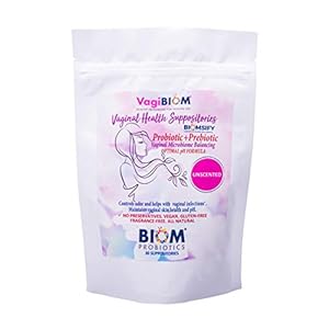 Biom Vaginal Probiotic Suppository: Natural Vaginal pH and Odor Control Regimen; Balance and Nourishes Vaginal Microbiome; No Parabens, Fragrance-Free (30)