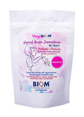 Biom Vaginal Probiotic Suppository: Natural Vaginal pH and Odor Control Regimen; Balance and Nourishes Vaginal Microbiome; No Parabens, Fragrance-Free (30)