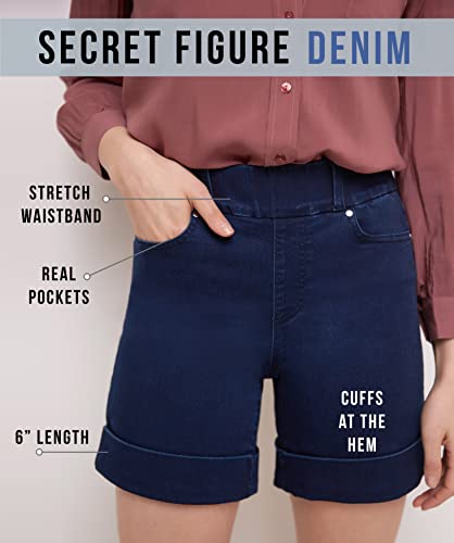 Rekucci Secret Figure Denim Women's 6 inch Pull-On Chic Cuffed Jean Short4