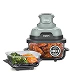 Ninja CRISPi Portable Air Fryer, 3.8L, 4-in-1: Air Fry, Roast, Keep Warm, Recrisp, Space Saving Compact Design, 2x Removable Glass Containers & Lids, 1700W, Sage FN101UKSG