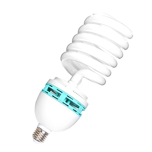 Runshuangyu Energy Saving Compact Fluorescent Spiral Bulb, 2 x 125W 220V 5400K CFL Daylight E27 Socket Light Lamp for Photography Photo Video Studio Lighting