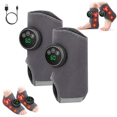 Fussmassagegerät 2 Stück, Kabelloses Fußmassagegerät mit Wärme und Massage, mit 5 Heizstufen & 3 Vibrationsmodi, Elektrisches Beheizbares Fußmassagegerät, Geeignet für Knöchel, Ferse, Sohle und Spann