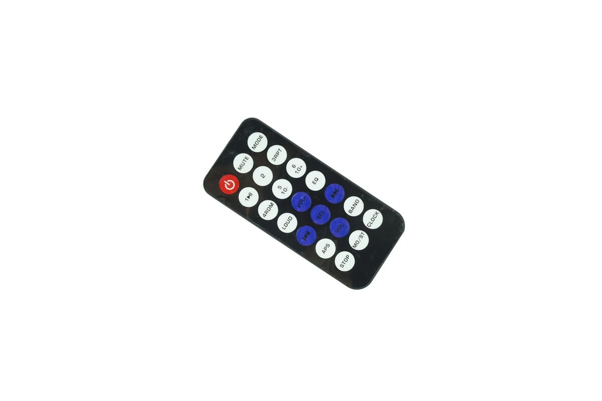 Priekyje view of the black Generic replacement remote control, clearly showing all buttons and their labels.