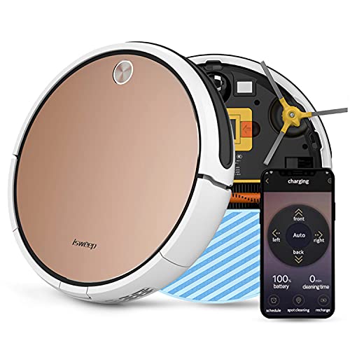 ISWEEP X3 2 in 1 Robot Vacuum Cleaner and mop,1800Pa Strong Suction,App Control,Automatic Self-Charging,Robotic Vacuum Carpet and Hard Floor Cleaning