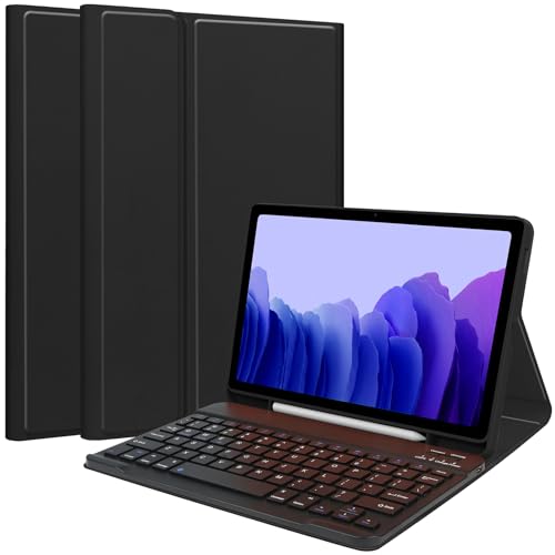 Image of Keyboard Case for Samsung Galaxy Tab A7 10.4inch 2022 /2020, Magentic Protective Cover with Pencil Holder, Detachable Wireless Bluetooth Keyboard, Black