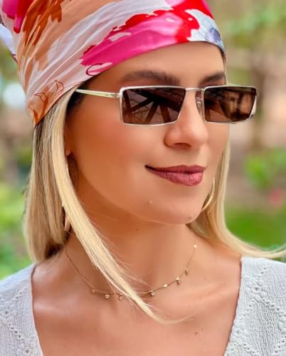 Image of Small Y2K Narrow Rectangle Sunglasses for Women Men | Trendy Raves,80s 90s Retro,Lightweight,Thin Metal Frame,UV400 Protection,Fashion Glasses for Festival Travel Driving